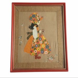 Vintage Framed Sunbonnet Girl Appliqué